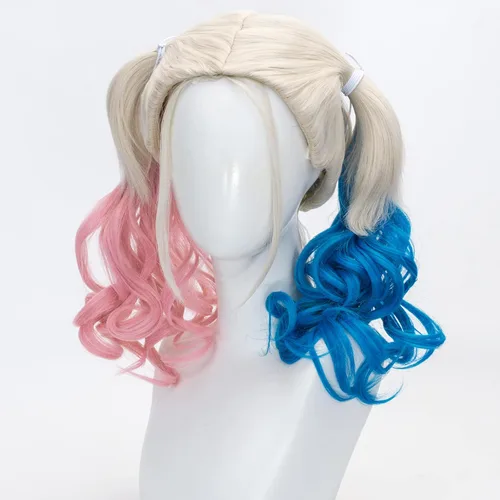 Vista 3 de Tsnomore - Peluca Cosplay, pelo rizado, para disfraz de Halloweencon colitas.
