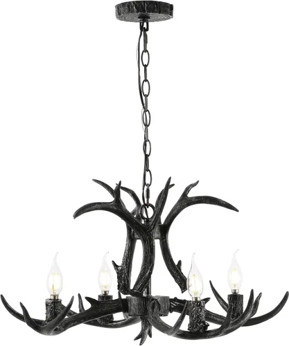 Vista 22 de JONATHAN Y JYL6301A Eldora - Candelabro LED ajustable de resina con asta de 26 pulgadas, 4 luces, glamour, rústico, cabaña, transicional, regulable