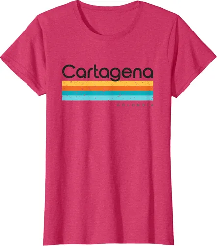 Vista 8 de Camiseta vintage de Cartagena Colombia con diseño retro, Blanco, S