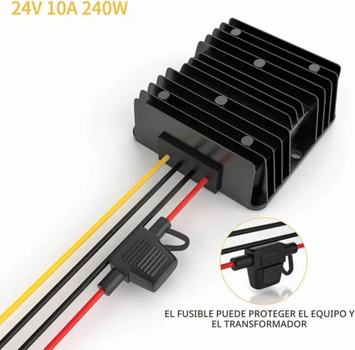 Vista 2 de Convertidor CC de 12 V a 24 V, convertidor Dc-DC de 12 V a 24 V 10 A 240 W con fusible impermeable convertidor elevador para carrito de golf, luz