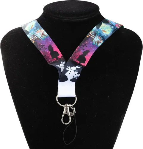 Vista 4 de UJIMS Alice Gifts - Llavero con cordón inspirado en el país de las maravillas para fanáticos de Alicia, joyería de amistad, soporte para tarjetas