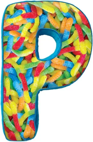 Vista 6 de iscream Lettermania F - Almohada de microcuentas con diseño de tarta de 16.0 in Letra F
