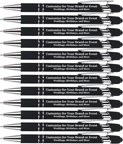 Vista 6 de Bolígrafos personalizados (paquete de 12) – Bolígrafos de metal grabados personalizados con nombre/logotipo, bolígrafos personalizados a granel