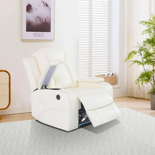 Vista 20 de Juego de sofá reclinable eléctrico, sofás reclinables de cuero negro, 3 piezas de sofá reclinable de cuero de aire y silla de dos plazas con luces