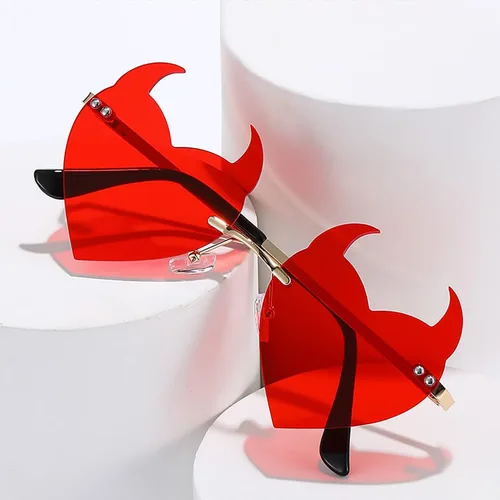 Vista 6 de Dollger Rimless Frame Sunglasses for Women Men Trendy Fire Sunglasses UV400 Protection