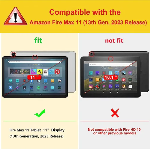 Vista 2 de Funda para tableta Amazon Fire Max 11 (13ª generación, versión 2023), funda delgada de piel sintética con ranura para tarjetas y encendido