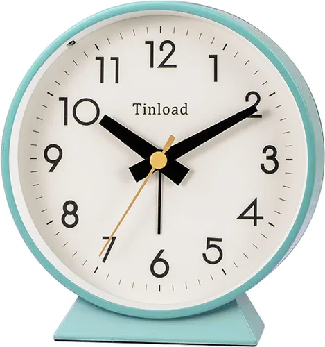 Vista 16 de Tinload Reloj despertador analógico retro antiguo de 4.5 pulgadas, funciona con pilas, pequeño reloj silencioso de mesita de noche, iluminado bajo