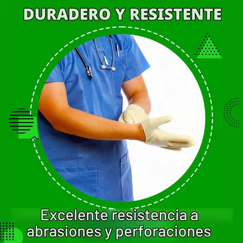 Vista 3 de Green Direct Guantes desechables de látex, sin polvo, caja de 100 unidades Blanco sucio