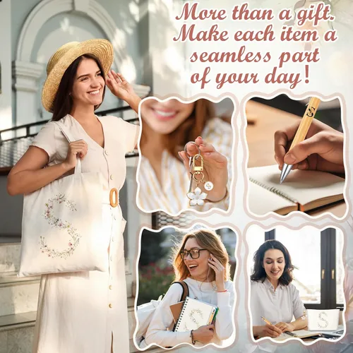 Vista 6 de Talltalk 5 piezas de bolsas de mano con iniciales, regalos para mujer Beige
