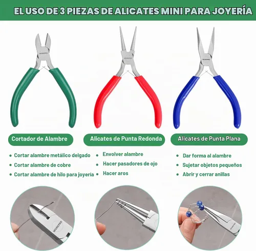 Vista 4 de WORKPRO Juego de alicates de joyería, paquete de 3 herramientas para hacer joyas
