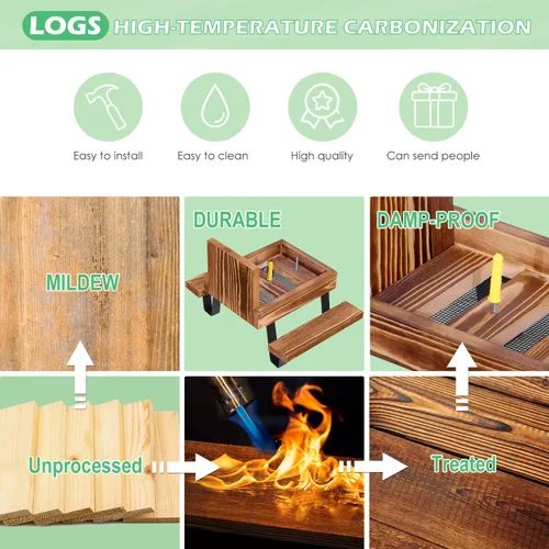 Vista 4 de MIXXIDEA Mesa de Comedero para Ardillas, Comedero de Picnic de Madera para Ardillas, Comederos para Ardillas Resistentes para Exterior