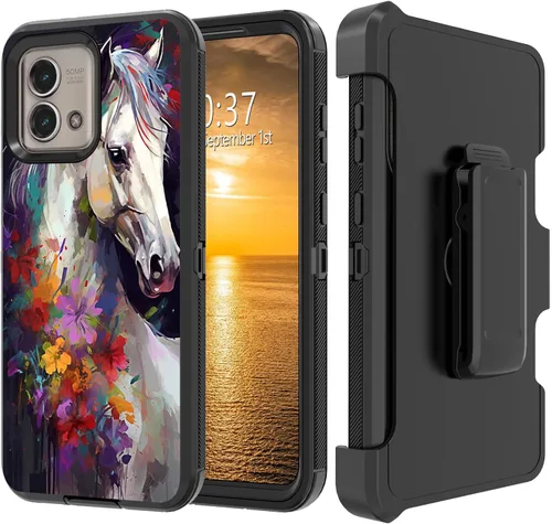 Vista 105 de Funda para Moto G Stylus 5G 2023 con funda de clip para cinturón y soporte, resistente de doble capa, resistente a prueba de golpes, para Motorola