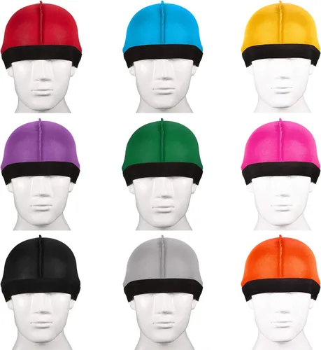 Vista 5 de SATINIOR 9 piezas de gorras de ondas sedosas para hombre, con banda elástica, gorras onduladas sedosas, estilo 2