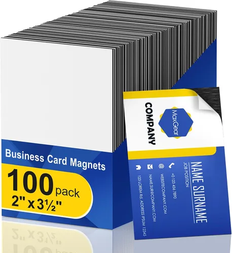 Vista 9 de MaxGear Paquete de 50 imanes para tarjetas de visita para despegar y pegar