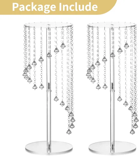 Vista 7 de Nuptio Jarrones de flores para centros de mesa de boda, 2 piezas de 23.6 pulgadas de alto para jarrón acrílico para decoración de mesa de centro