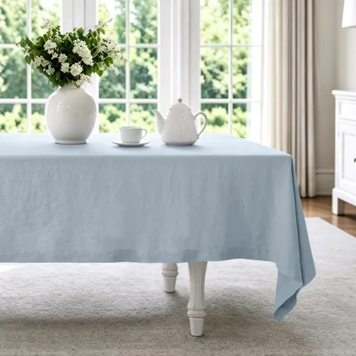Vista 29 de Linen World - Mantel de lino de otoño de 55 x 55 pulgadas, mantel rectangular lavable de lino francés para comedor, al aire libre, bodas