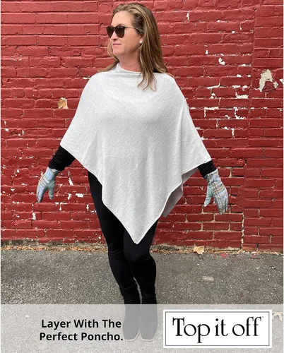 Vista 3 de Top It Off Poncho Elsa - Pieza de capas para mujer, 100% viscosa, hecha de bambú, versátil para todas las estaciones, lavable a máquina