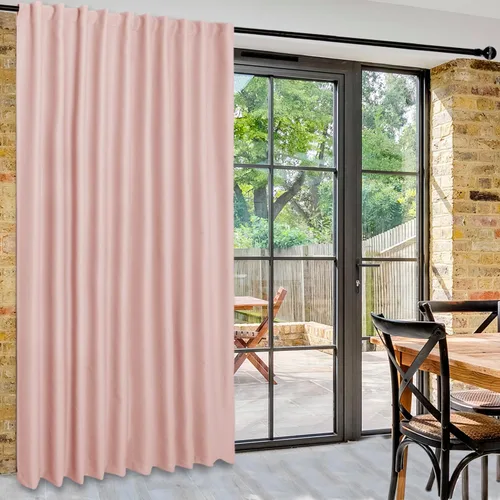 Vista 35 de DWCN Cortina opaca divisora de privacidad para puerta corrediza de patio, cortinas térmicas extra anchas con pestaña trasera y bolsillo para barra