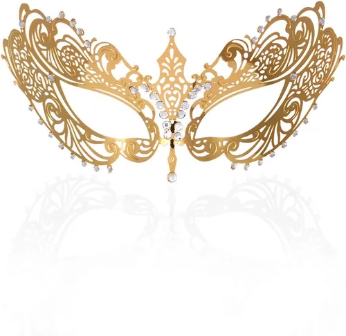Vista 2 de Máscara de mascarada para mujer, fiesta de metal veneciano para carnaval, Halloween, disfraz de cosplay