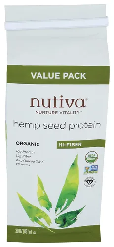 Vista 3 de Nutiva USDA - Proteína vegetal orgánica de semillas de cáñamo crudas prensadas en frío con polvo de alta fibra y aminoácidos esenciales, sin OMG