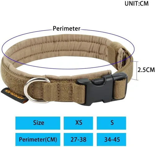 Vista 2 de Collar de perro de tamaño XS para cachorros, correa elástica ajustable de nailon para perro, correa táctica para perros con asa