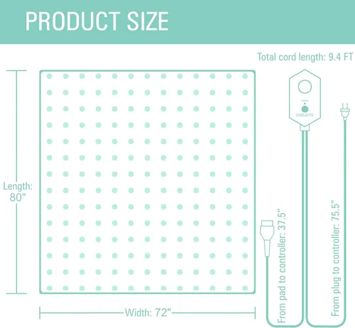 Vista 2 de Protector de colchón con 99 % de bloqueo EMF. Calor infrarrojo lejano e iones negativos con 8 ajustes de calor y apagado automático por Shield Life.