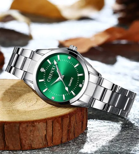 Vista 2 de MASTOP Reloj de pulsera de acero inoxidable plateado clásico para mujer
