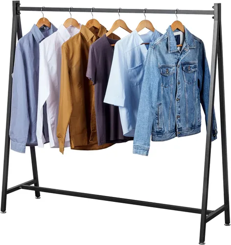Vista 10 de MyGift Percheros de ropa modernos de metal resistente de 47 pulgadas con marco en A para colgar ropa, percheros independientes de grado comercial