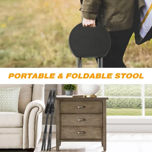 Vista 5 de 5Rcom Taburetes Plegables, Paquete de 1 Taburetes Portátiles con Asa, Taburete Plegable para Adultos con Patas de Marco de Acero Resistente