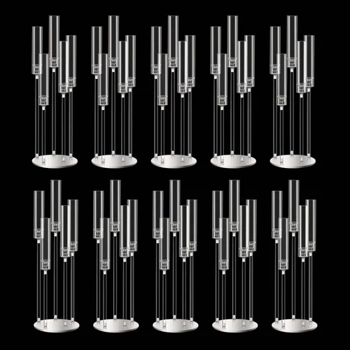 Vista 11 de Centros de mesa de candelabro negro de 35 pulgadas, 10 piezas, para mesas, 5 brazos, centros de mesa de boda para decoraciones