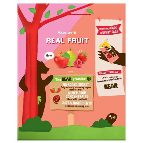 Vista 2 de Bear Paquete variado de rollos de fruta de fresa y frambuesa, 8.4 onzas