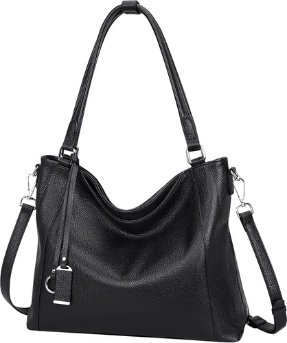 Vista 32 de Over Earth Genuine Leather Purses for Women Large Hobo Bags Lady Shoulder Handbags with Detachable Strap