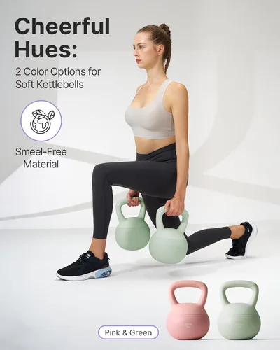Vista 7 de YOTTOY Pesa rusa suave, pesas rusas con agarre antideslizante para entrenamientos en casa, juego de pesas rusas fuerza y seguridad garantizadas