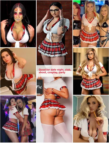 Vista 5 de Avidlove Conjunto de lencería para mujer, lencería para cosplay, juegos de rol, disfraces de Halloween, trajes sexys para niñas escolares