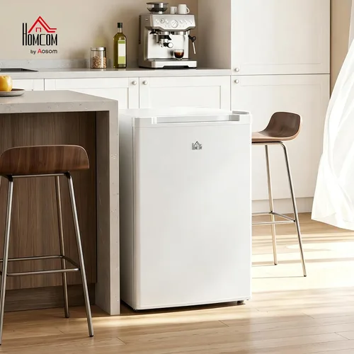 Vista 2 de HOMCOM - Congelador mini de mostrador de 3 pies cúbicos, congelador compacto vertical con estantes removibles, puerta reversible para el hogar Blanco