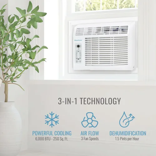 Vista 5 de Energy Star 6,000 BTU - Aire acondicionado para ventana con mando a distancia LCD Follow Me 115 V, deshumidificador, control remoto inteligente