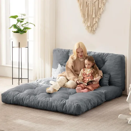 Vista 14 de Sofá cama plegable, silla convertible con almohada, colchón plegable con soporte para la espalda, silla plegable portátil, cama, cómodo sofá de piso