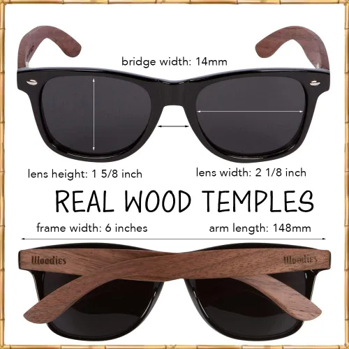 Vista 4 de Woodies Gafas de sol de madera polarizadas con funda de sol de bambú para hombres y mujeres, protección 100% UVAUVB