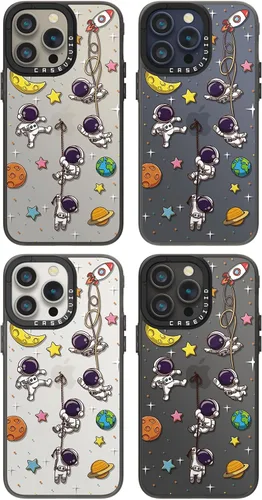 Vista 7 de Funda estética para iPhone 15 Pro Max, color negro, astronauta Astronauta [Básico]