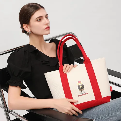 Vista 3 de Bolsa de lona para mujer, bolso de hombro con asa superior, bolso casual para ir de compras