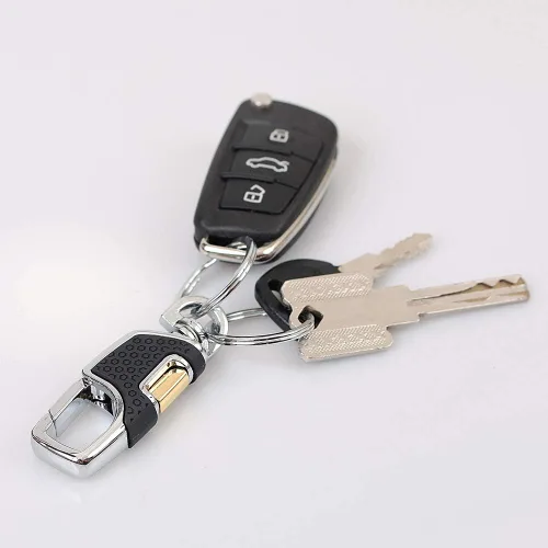 Vista 4 de homEdge Llavero resistente, paquete de 2 llaveros de automóvil con 2 llaveros de metal, mosquetón, negro y marrón