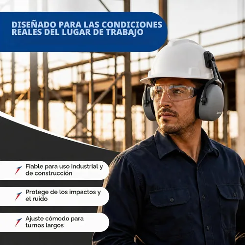 Vista 2 de Ridgeline - Casco de seguridad estilo gorra con orejeras incluidas, casco blanco