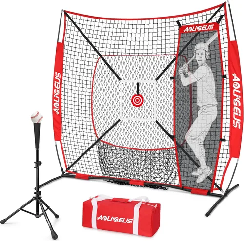 Vista 10 de 6'X6' Baseball Softball Practice Net,Pitching Net,Batting Net,with Batting Tee,Dummy Batter,Bonus Strike Zone Target and Bow Frame,for