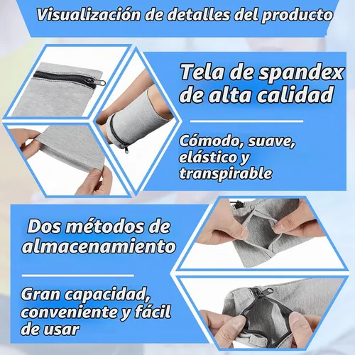 Vista 4 de Deekin Bolsa de muñeca con cremallera, 6 piezas, cartera de viaje, bolsillo para mujer, banda para billetera, para hombres, tarjeta, llave, correr