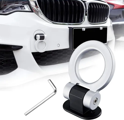 Vista 7 de TOMALL - Kit de ganchos de remolque negros para decoración de coche, adhesivo para decoración de coche, parachoques para accesorios exteriores