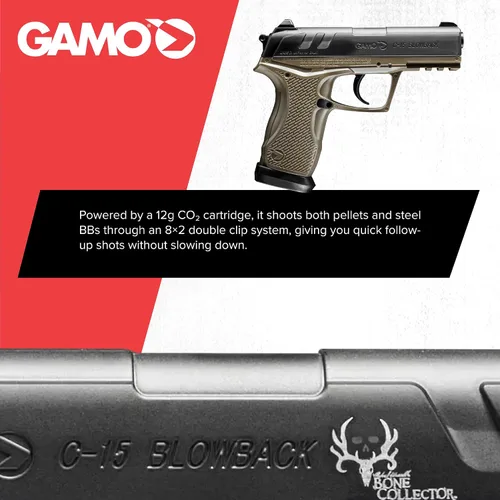 Vista 10 de Gamo Bone Collector C-15 Blowback CO2 Air Pistol