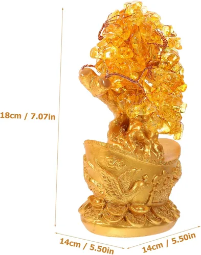 Vista 2 de LIFKOME Estatua única del árbol de la suerte del árbol del dinero del arte del cristal del adorno de la suerte para el regalo de la decoración china