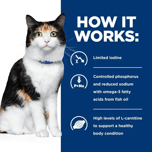 Vista 9 de Hill's Prescription Diet y/d Thyroid Care Alimento seco para gatos # 1 recomendado por veterinarios, receta de pollo, 4 libras. Bolsa