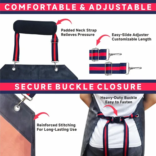 Vista 3 de GoldPig Thick Rubber Apron: Waterproof, Chemical Resistant, Adjustable Neck & Belt for Dishwashing, Gardening, Butchering