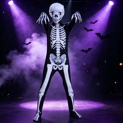 Vista 5 de Halloween Skeleton Hooded Zentai Suit Spandex Full Body Costume for Cosplay Party